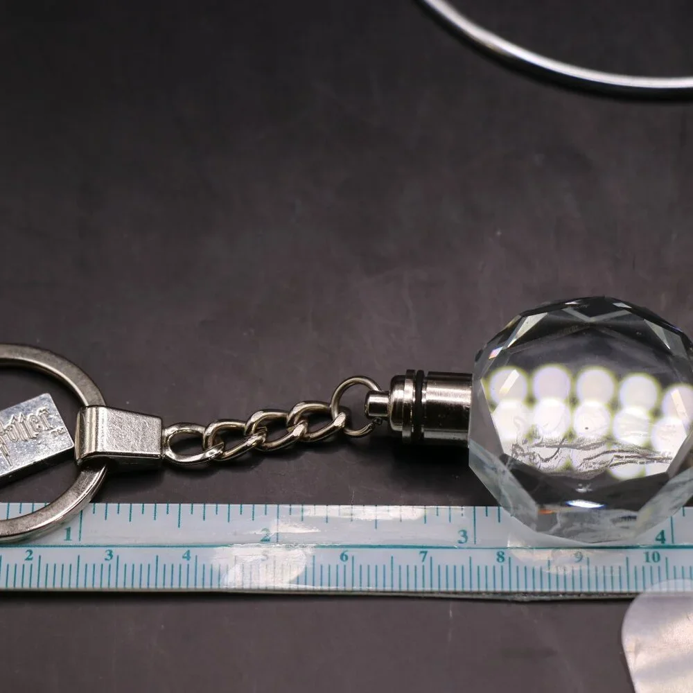 Vintage Harry Potter Transparent Glass With Laser Etched Deer Light Up Keychain